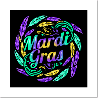 Lettering In A Circle Circule Of Feathers For Mardi Gras Posters and Art